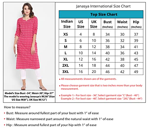 Janasya Indian Women's Tunic Tops Crepe Kurti for Women(JNE3261-KR-L)