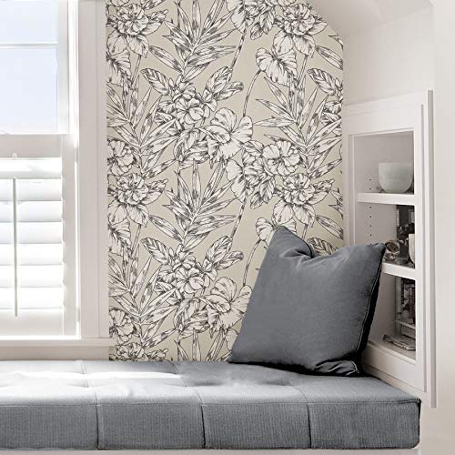 NuWallpaper NUS3145 Grey Cayman Peel & Stick Wallpaper, Neutral