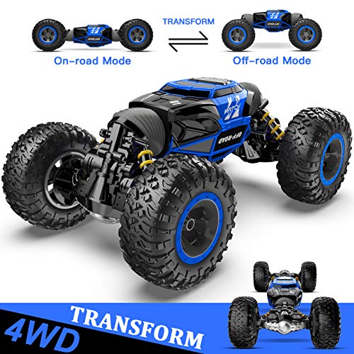 BEZGAR TD141 RC Cars-1:14 Scale Remote Control Crawler, 4WD Transform 15 Km/h All Terrains Electric Toy Stunt Cars RC Car Vehicle Truck Car with Rechargeable Battery for Boys Kids and Adults