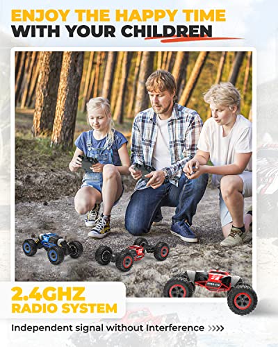 BEZGAR TD141 RC Cars-1:14 Scale Remote Control Crawler, 4WD Transform 15 Km/h All Terrains Electric Toy Stunt Cars RC Car Vehicle Truck Car with Rechargeable Battery for Boys Kids and Adults