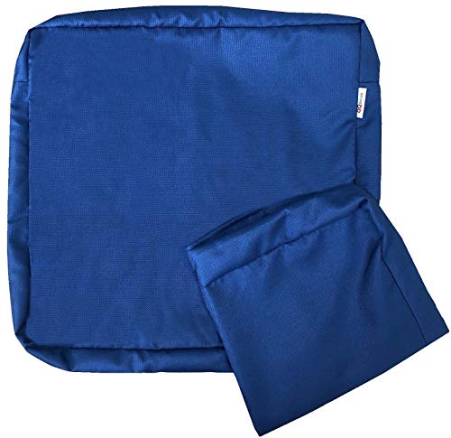 QQbed 2 Pack Outdoor Patio Chair Water-Resistant Cushion Pillow Seat Covers in Navy Blue Color 20"X18"X4" - Replacement Covers Only