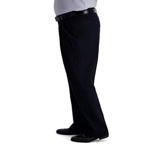Haggar mens B&t Iron Free Premium Khaki Classic Fit Pleat Front Expandable Waist Casual Pants, Black, 46W x 30L US