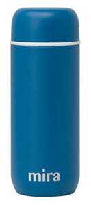 mira 7 oz insulated small thermos flask | kids vacuum insulated water bottle | leak proof & spill proof | blue denim