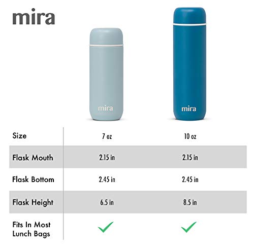 Mira 7 oz Insulated Small Thermos Flask | Kids Vacuum Insulated Water Bottle | Leak Proof & Spill Proof | Blue Denim