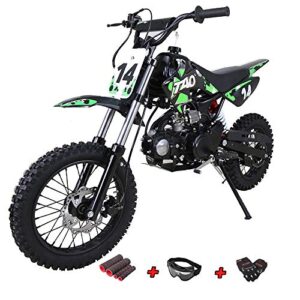 x-pro 110cc dirt bike pit kids pitbike 110 with gloves, goggle and handgrip (black)