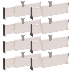 tenabort set of 8 adjustable drawer dividers organizer separators plastic dresser organizer for bedroom, bathroom, closet, office desk, kitchen storage