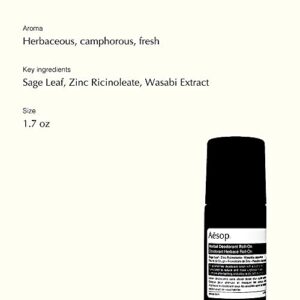 Aesop Deodorant Roll-On | 50 mL | Paraben, Cruelty-free & Vegan