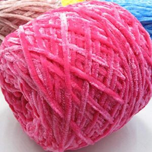 Hot Pink Art Velvet Chenille Yarn 1.1lbs Crochet Knitting Chenille Yarn Velvet Yarn Pet Toys Sweaters (Hot Pink, 1.1 lbs)