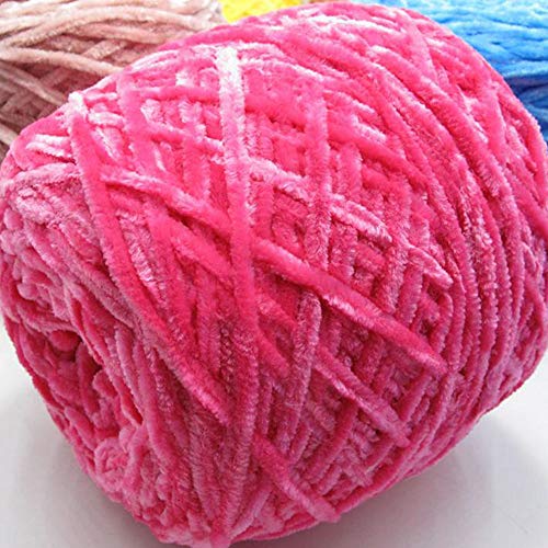 Hot Pink Art Velvet Chenille Yarn 1.1lbs Crochet Knitting Chenille Yarn Velvet Yarn Pet Toys Sweaters (Hot Pink, 1.1 lbs)