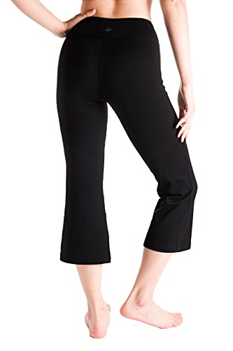 Yogipace Women's 20"/22"/24" Bootcut Cropped Flare Yoga Pants Capri Length Slim Fit Pants Lounge Crop Pant, YCW1402, 22", Black, Size XL