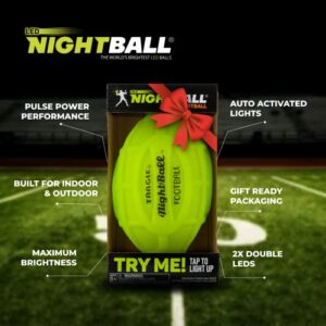 Nightball Tangle Glow in The Dark Inflatable LED Football - Light up Football with Bright LED Lights - Glow Football for Kids and Adults - Ideal Football Gifts for Teen Boys (Green)