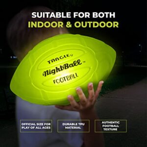 Nightball Tangle Glow in The Dark Inflatable LED Football - Light up Football with Bright LED Lights - Glow Football for Kids and Adults - Ideal Football Gifts for Teen Boys (Green)