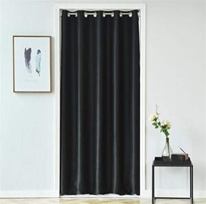wpkira grommet top blackout black solid doorway, room darkening thermal insulated curtain drape for doors windows 1 panel w39 x l78 inch