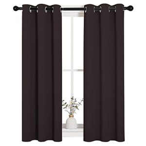 nicetown blackout curtain panels for bedroom window, triple weave microfiber energy saving thermal insulated solid grommet blackout draperies and drapes (1 pair, 29 inch by 45 inch, toffee brown)