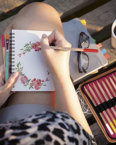 COLOUR BLOCK Watercolor Pencil Travel Art Set I 34pc Professional Drawing Kit, 50Sheets Drawing Pad, Paint Brushes I Vibrant Pigments for Coloring, Blending