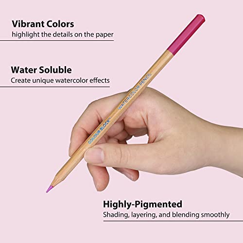 COLOUR BLOCK Watercolor Pencil Travel Art Set I 34pc Professional Drawing Kit, 50Sheets Drawing Pad, Paint Brushes I Vibrant Pigments for Coloring, Blending
