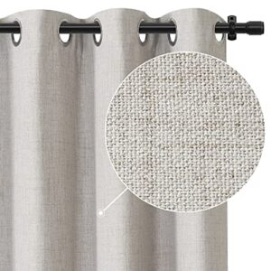 rose home fashion 100% linen blackout curtains for bedroom windows, blackout curtains 84 inches long for living room/farmhouse, linen textured look drapes with blackout liner - (50x84 beige)