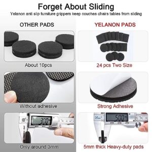 Non Slip Furniture Pads -24 pcs 2.5" Furniture Grippers, Non Skid for Furniture Legs,Self Adhesive Rubber Feet Furniture Feet, Anti Slide Furniture Hardwood Floor Protector for Keep Couch Stoppers