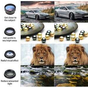 Godefa Phone Camera Lens Kit, 14 in 1 Lenses with Selfie Light for iPhone 14 13 12 11 Xs X Pro Samsung and Other Andriod Smartphone, Universal Clip on Wide Angle+Macro+ Fisheye Camera Lenses