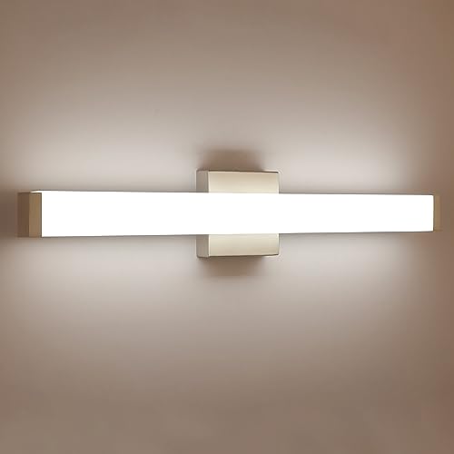 YHTlaeh Bathroom Vanity Light Brushed Nickel Square LED 24 inch 14W 4000K Natural White Light Wall Bar Lighting Fixtures Over Mirror