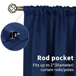 BGment Rod Pocket Blackout Curtains for Bedroom - Thermal Insulated Short Room Darkening Curtain Window Drapes for Cafe Kitchen, 42 x 45 Inch, 2 Panels, Navy Blue