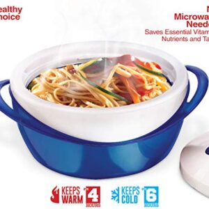 Pinnacle Large Insulated Casserole Dish with Lid 3.6 qt. Elegant Hot Pot Food Warmer/Cooler -Thermal Soup/Salad Serving Bowl Stainless Steel Hot Food Container–Best Gift Set for Moms –Holidays Blue