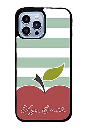 Apple Teachers Gift Personalized Apple iPhone Black Rubber Phone Case Compatible with iPhone 14 Pro Max, Pro, Max, iPhone 13 Pro Max Mini, 12 Pro Max Mini, 11 Pro Max X XS Max XR 8 7 Plus