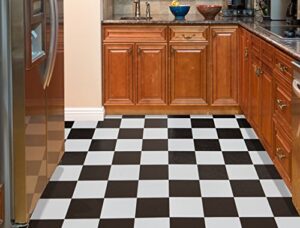sterling self adhesive 12-inch vinyl floor tiles, 20 tiles - 12" x 12", black and white pattern - peel & stick, diy flooring for kitchen, dining room, bedrooms & bathrooms by achim home decor