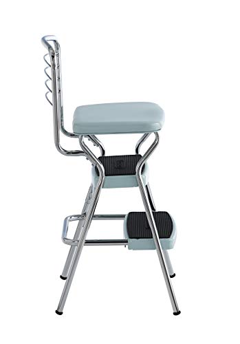 COSCO 11140TEA1E Stylaire Chair and Step Stool, 17.72"D x 17.52"W x 33.86"H, Teal