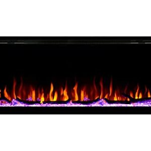 Touchstone Sideline Elite Smart 60” WiFi-Enabled Electric Fireplace - in-Wall Recessed - 60 Color Combinations - 1500/750 Watt Heater (68-88°F Thermostat) - Black - Log, Crystals & Driftwood - 80037