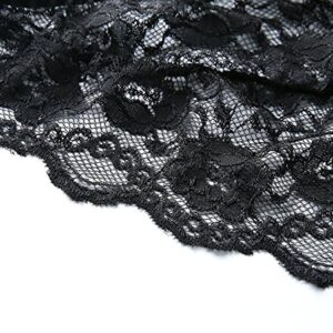 Women Lingerie Sheer Lace Mini Babydoll Teddy Sexy Bodysuit Backless Sleepwear (XXXL, Black)