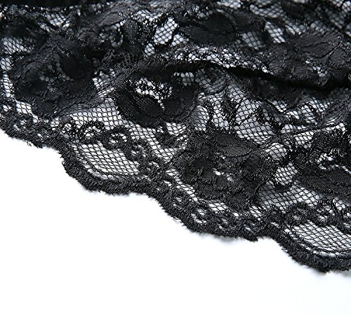 Women Lingerie Sheer Lace Mini Babydoll Teddy Sexy Bodysuit Backless Sleepwear (XXXL, Black)