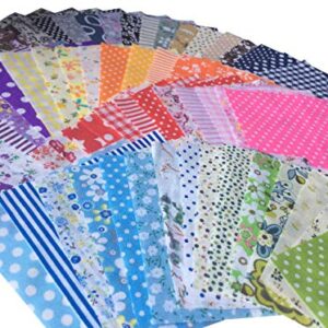 longshine-us 60pcs 4" x 4" Premium Cotton Craft Fabric Bundle Squares Patchwork Lint DIY Sewing Scrapbooking Quilting Dot Pattern Artcraft