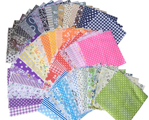 longshine-us 60pcs 4" x 4" Premium Cotton Craft Fabric Bundle Squares Patchwork Lint DIY Sewing Scrapbooking Quilting Dot Pattern Artcraft