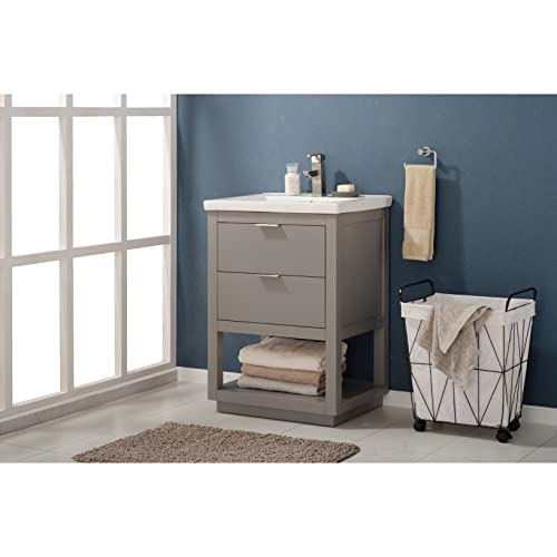 Design Element Klein 24" Single Sink Bathroom Vanity in Gray-Made with Solid Hardwood and Ceramic Undermount Sink