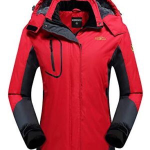 CIOR Women's Mountain Waterproof Ski Jacket Windproof Rain Jacket U119WCFY029,Red,S