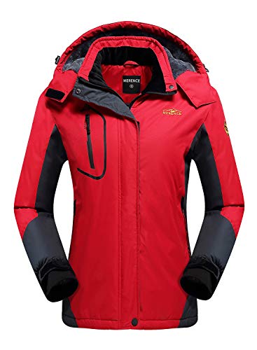 CIOR Women's Mountain Waterproof Ski Jacket Windproof Rain Jacket U119WCFY029,Red,S