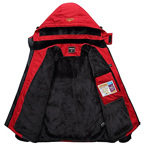 CIOR Women's Mountain Waterproof Ski Jacket Windproof Rain Jacket U119WCFY029,Red,S