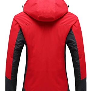 CIOR Women's Mountain Waterproof Ski Jacket Windproof Rain Jacket U119WCFY029,Red,S