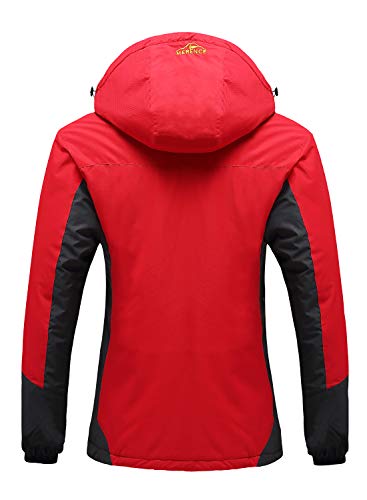 CIOR Women's Mountain Waterproof Ski Jacket Windproof Rain Jacket U119WCFY029,Red,S