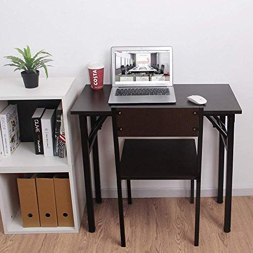 DlandHome 31.5 inches Small Computer Desk for Home Office Folding Table Writing Table for Small Spaces Study Table Laptop Desk No Assembly Required Black DND-AC5CB-8040