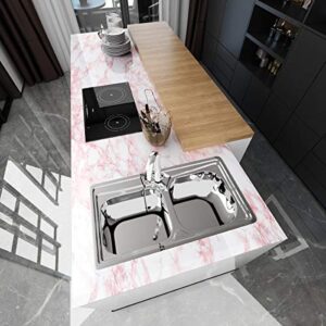 VEELIKE Pink Marble Contact Paper Wallpaper Stick and Peel 15.74 x118.11inches Self Adhesive Removable Waterproof Wall Covering for Table Countertop Cabinet Drawer