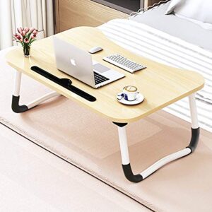foldable bed tray lap desk, portable lap desk with phone slots notebook table dorm desk, small desk folding small dormitory table, perfect for watching movie on bed or as personal dinning table