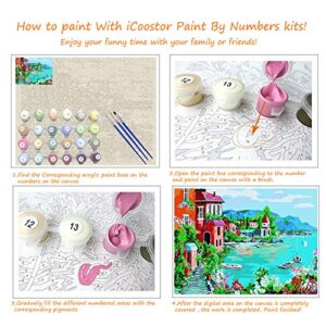 iCoostor Paint by Numbers DIY Acrylic Painting Kit for Kids & Adults Beginner – 16" Wx20 L Colorful Tiger Pattern