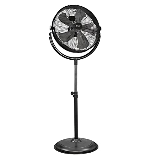 Comfort Zone CZHVP20S 20” 3-Speed Slim-Profile High-Velocity Industrial Pedestal Fan with Aluminum Blades and Adjustable Tilt, All-Metal Construction, Black