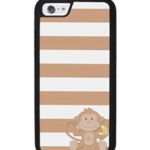 Brown and White Bars Monkey Personalized Apple iPhone Black Rubber Phone Case Compatible with iPhone 14 Pro Max, Pro, Max, iPhone 13 Pro Max Mini, 12 Pro Max Mini, 11 Pro Max X XS Max XR 8 7 Plus