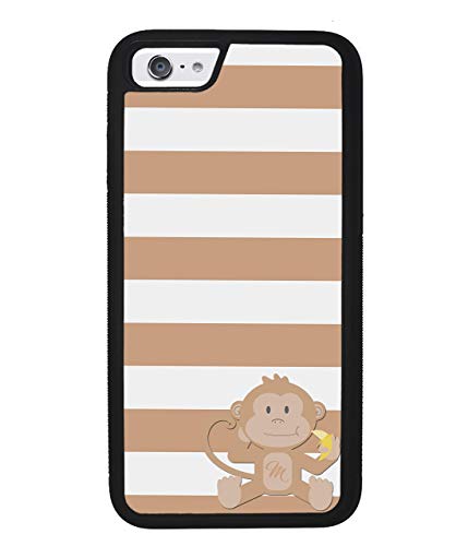 Brown and White Bars Monkey Personalized Apple iPhone Black Rubber Phone Case Compatible with iPhone 14 Pro Max, Pro, Max, iPhone 13 Pro Max Mini, 12 Pro Max Mini, 11 Pro Max X XS Max XR 8 7 Plus