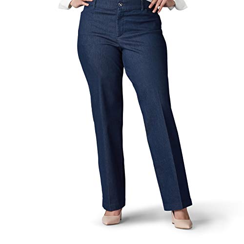 Lee Women's Plus Size Ultra Lux Comfort with Flex Motion Trouser Pant Indigo Rinse 18W, 18 Petite