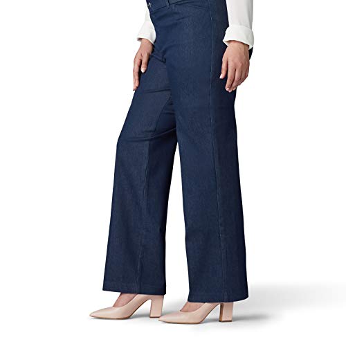 Lee Women's Plus Size Ultra Lux Comfort with Flex Motion Trouser Pant Indigo Rinse 18W, 18 Petite