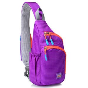 lecxci outdoor chest sling bag lightweight waterproof backpack for unisex/man/women(m,purple)